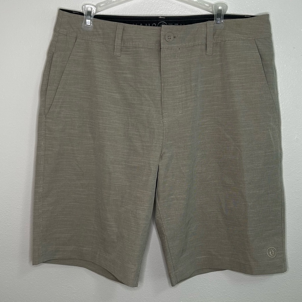 Hang Ten Khaki colored athletic material shorts